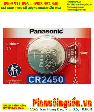PANASONIC CR2450; Pin nuôi nguồn Panasonic CR2450 Lithium 3v chính hãng, Xuất xứ Indonesia