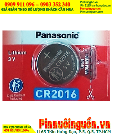 Panasonic CR2016 Lithium 3v; Pin 3v lithium Panasonic CR2016 chính hãng, Xuất xứ Indonesia