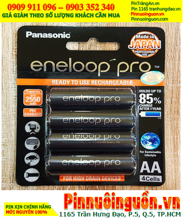 Panasonic Eneloop BK-3HCCE/4BT Pin sạc NiMh AA 2550mAh 1.2v chính hãng, Xuất xứ NHẬT