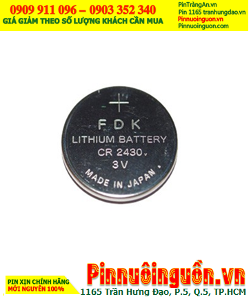 Pin FDK CR2430 _Pin CR2430; Pin nuôi nguồn FDK CR2430 lithium 3v chính hãng, Xuất xứ NHẬT