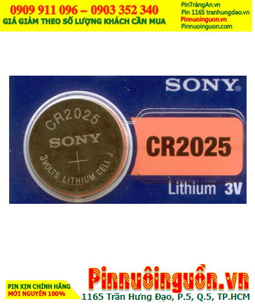 Sony CR2025; Pin 3.0v lithium Sony CR2025 chính hãng _Made in Indonesia