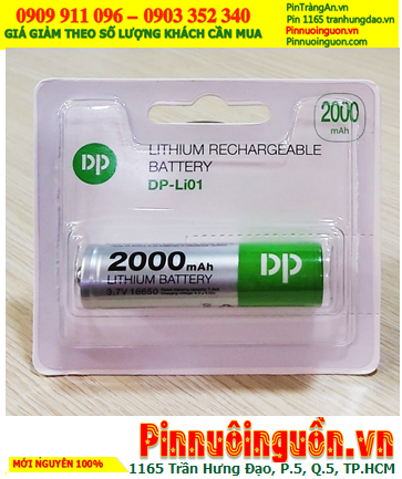 DP Li-01, Pin sạc 3.7v -4.2v DP Li-01  18650 2000mAh chính hãng/Đầu Nhọn (Chỉ sử dụng cho Đèn pin, Quạt điện)