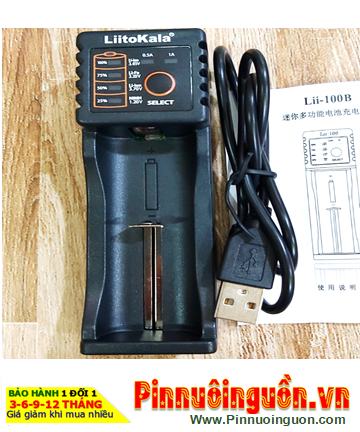 Liitokala Lii-100B, Máy Sạc pin Liitokala Lii-100B (01 rảnh sạc cho pin 3.7V 3.2V 18650 26650 và NiMh 1.2V A AA AAA)