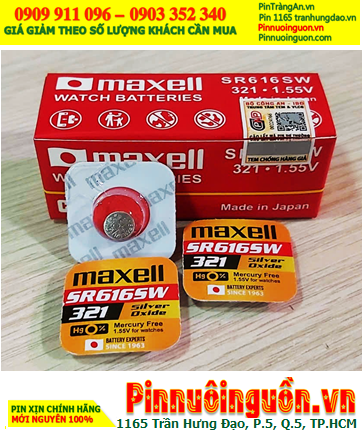 Maxell SR616SW _Pin 321; Pin đồng hồ 1.55v Silver Oxide Maxell SR616SW xuất xứ NHẬT (Vỉ 01viên)