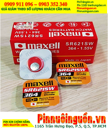 Maxell SR621SW _Pin 364; Pin đồng hồ 1.55v Silver Oxide Maxell SR621SW _Pin 364 (Japan) _Vỉ 1viên