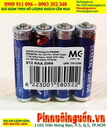 Eveready 912 AAA SW4, Pin 1.5v Eveready 912 AAA SW4 /R03, X.xứ Indonesia (Gói 4viên)