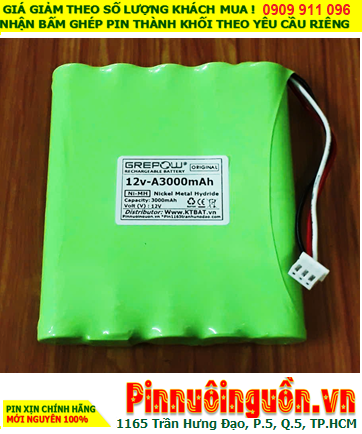 Pin sạc 12v-A3000mAh, Pin sạc NiMh 12v-A3000mAh, Pin sạc công nghiệp GREPOW 12v-A3000mAh