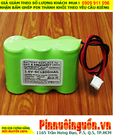 Pin đèn Exit thoát hiểm 3.6v SC1800mAh, Pin đèn sự cố khẩn cấp 3.6v SC1800mAh, Pin Sạc NiMh NiCd 3.6v SC1800mAh