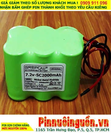 Pin sạc 7.2v-SC2000mAh, Pin sạc NiMh 7.2v-SC2000mAh, Pin GREPOW 7.2v-SC2000mAh chất lượng cao