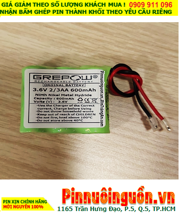 Pin sạc 3.6v-2/3AA-600mAh, Pin sạc NiMh 3.6v-2/3AA-600mAh, Pin sạc công nghiệp 3.6v-2/3AA-600mAh