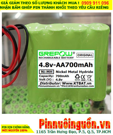 Pin sạc 4.8v-AA700mAh, Pin sạc NiMh 4.8v-AA700mAh, Pin GREPOW 4.8v-AA700mAh chất lượng cao