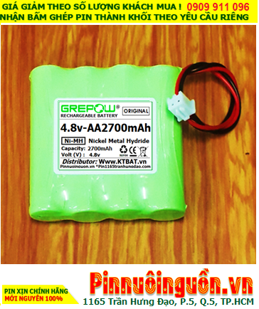 Pin sạc 4.8v-AA2700mAh, Pin sạc NiMh 4.8v-AA2700mAh, Pin GREPOW 4.8v-AA2700mAh chất lượng cao