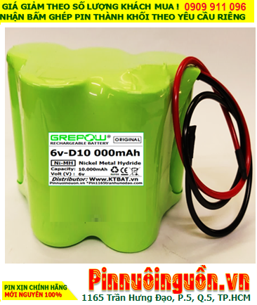 Pin sạc 6v-D10000mAh, Pin sạc NiMh 6v-D10000mAh, Pin GREPOW 6v-D10000mAh chất lượng cao