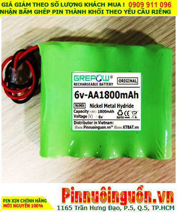 Pin sạc 6v-AA1800mAh, Pin sạc NiMh 6v-AA1800mAh, Pin GREPOW 6v-AA1800mAh chất lượng cao