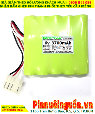 Pin sạc 6V-4/3A-3700mAh, Pin sạc NiMh 6V-4/3A-3700mAh, Pin GREPOW 6V-4/3A-3700mAh