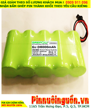 Pin sạc 6v-D8000mAh, Pin sạc NiMh 6v-D8000mAh, Pin GREPOW 6v-D8000mAh chất lượng cao