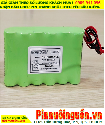 Pin sạc GREPOW 6N-600AACL, Pin nuôi nguồn 7.2v-600mAh (6N-600AACL) chính hãng