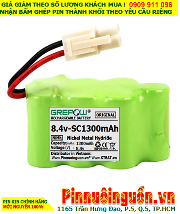 Pin sạc 8.4v-SC1300mAh, Pin sạc NiMh 8.4v-SC1300mAh, Pin GREPOW 8.4v-SC1300mAh chính hãng