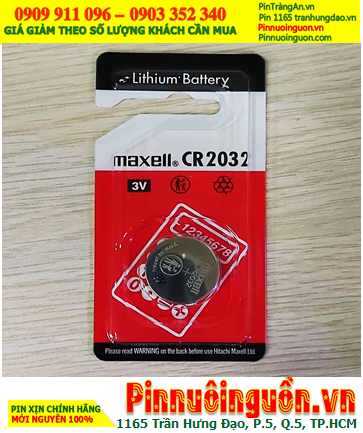 Maxell CR2032, Pin 3v Lithium Hitachi Maxell CR2032, Xuất xứ NHẬT (Vỉ ĐỎ 01viên)