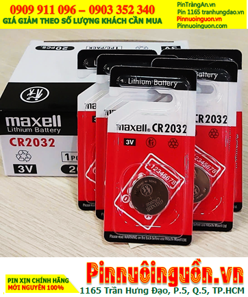 COMBO 01hộp=20vỉ Pin 3v Lithium Hitachi Maxell CR2032, Xuất xứ NHẬT /Vỉ đỏ _Giá chỉ 390.000/Hộp