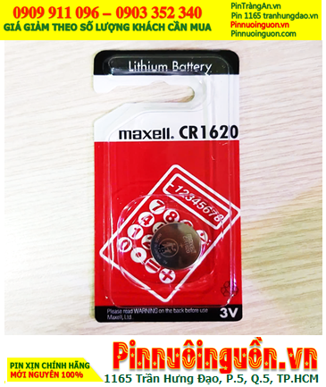 Maxell CR1620-BP1, Pin 3v lithium Maxell CR1620-BP1 (Vỉ đỏ, Xuất xứ NHẬT) chính hãng