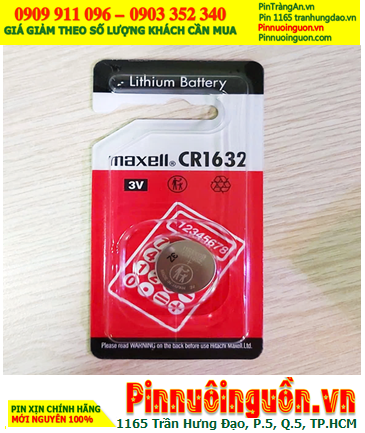 Maxell CR1632-BP1, Pin 3v lithium Maxell CR1632-BP1 (Vỉ đỏ, Xuất xứ NHẬT) chính hãng