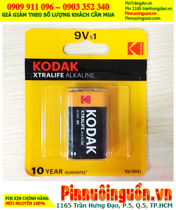 Pin KODAK 6LR61 Alkaline 9v, Pin 9v vuông Alkaline KODAK 6LR61 /MN1604 E-BLOCK chính hãng