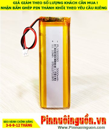 Pin LOA Bluetooth Pin sạc 3.7v Li-Polymer 903090 (với 3000mAh, 9mmx30mmx90mm) /Đã gắn sẳn mạch sạc