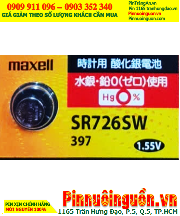 Maxell SR726SW _Pin 397; Pin đồng hồ đeo tay 1.55v Silver Oxide Maxell SR726SW _Pin 397 _Japan