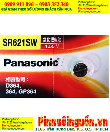 Panasonic SR621SW-Pin 364, Pin đồng hồ 1.55v Silver Oxide Panasonic SR621SW, Xuất xứ NHẬT