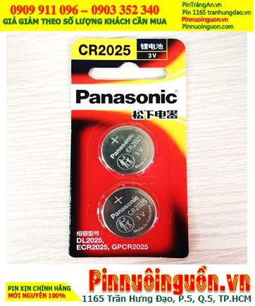 Panasonic CR2025CH/2B; Pin 3v lithium Panasonic CR-2025CH/2B chính hãng (Loại vỉ 2viên)