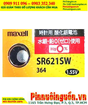 Maxell SR621SW, Pin 364 _Pin đồng hồ đeo tay 1.55v Silver Oxide Maxell PRO SR621SW, Pin 364