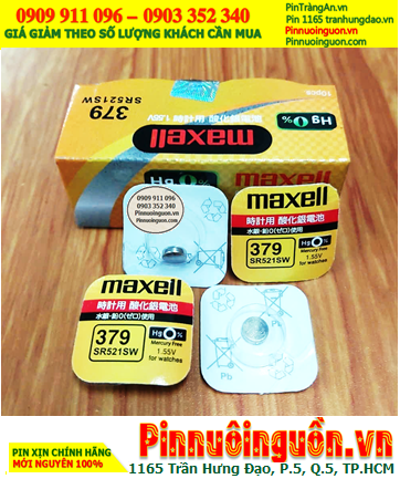 Maxell SR521SW _Pin 379; Pin đồng hồ 1.55v Silver Oxide Maxell SR521SW, Xuất xứ NHẬT (Vỉ 01viên)