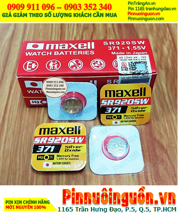 Maxell SR920SW _Pin 371; Pin đồng hồ Maxell SR920SW Silver Oxide 1.55v _Xuất xứ NHẬT (vỉ 1viên)