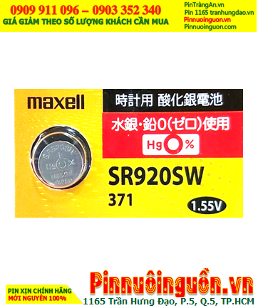 Maxell SR920SW, Pin 371 _Pin đồng hồ đeo tay 1.55v Silver Oxide Maxell PRO SR920SW, Pin 371