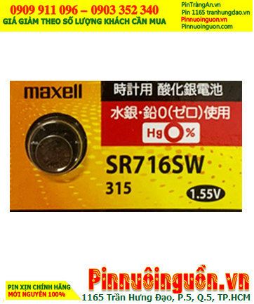 Maxell SR721SW, Pin 362 _Pin đồng hồ đeo tay 1.55v Silver Oxide Maxell PRO SR721SW, Pin 362