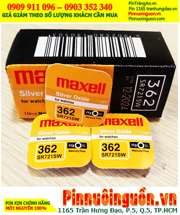 Maxell SR721SW _Pin 362; Pin đồng hồ 1.55v Silver Oxide Maxell SR721SW _Pin 362 (Japan)_Vỉ 1viên