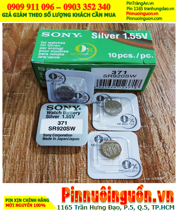 Sony SR920SW _Pin 371; Pin đồng hồ 1.55v Silver Oxide Sony SR920SW _Pin 371 (Vỉ 1viên)