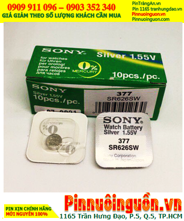 Sony SR626SW _Pin 377; Pin đồng hồ 1.55v Silver Oxide  Sony SR626SW _Pin 377