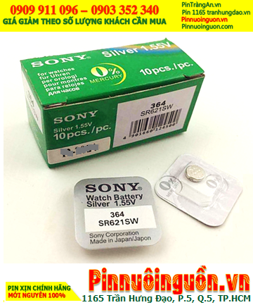 Sony SR621SW _Pin 364; Pin đồng hồ 1.55v Silver Oxide Sony SR621SW _Pin 364