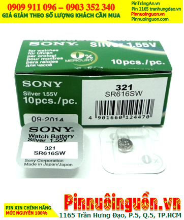 Sony SR616SW _Pin 321; Pin đồng hồ 1.55v Silver Oxide Sony SR616SW _Pin 321