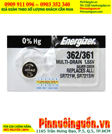 Energizer SR721SW _Pin 362; Pin đồng hồ 1.55v Silver Oxide  Energizer SR721SW