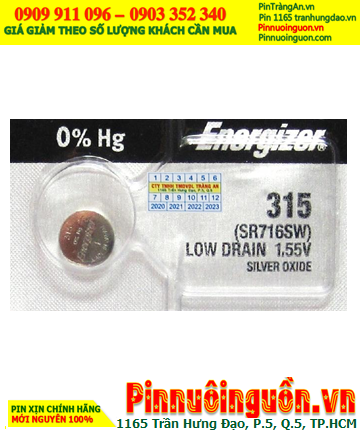 Pin SR716SW _Pin 315; Pin đồng hồ Energizer SR716SW  315 Silver Oxide 1.55v | HẾT HÀNG