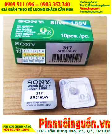 Sony SR516SW _Pin 317; Pin đồng hồ 1.55v Silver Oxide Sony SR516SW _Pin 317