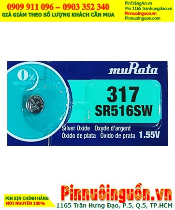 MuRata SR516SW _Pin 317; Pin đồng hồ 1.55v Silver Oxide MuRata SR516SW _Pin 317