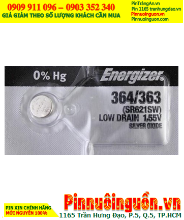 Energizer S621SW _Pin 364; Pin đồng hồ 1.55v Silver Oxide Energizer SR621SW