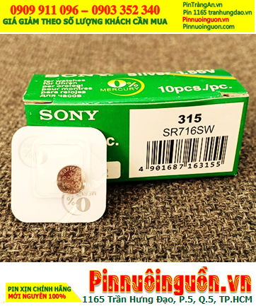 Sony SR716SW _Pin 315; Pin đồng hồ 1.55v SIlver Oxide  Sony SR716SW _Pin 315