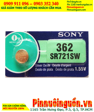 Sony SR721SW _Pin 362; Pin đồng hồ 1.55v Silver Oxide Sony SR721SW _Pin 362