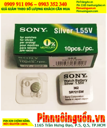 Sony SR721SW _Pin 362; Pin đồng hồ 1.55v Silver Oxide Sony SR721SW _Pin 362