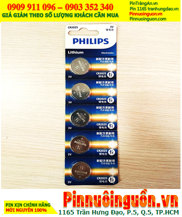 COMBO 01vỉ = 5viên Pin 3v lithium Philips CR2025 P5BC/93 Nội địa Trung